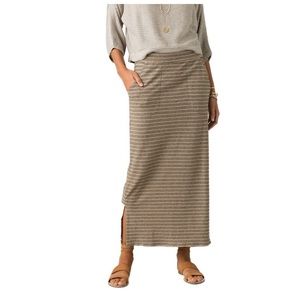 Prana striped maxi skirt with slits and pockets